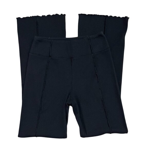 SO Flare Waffle High Rise Cotton Bootcut Pants Leggings Black Size: Large - Picture 3 of 3